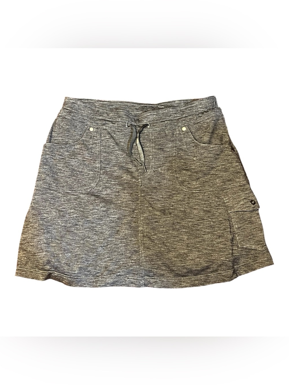 Kuhl Brand Heathered Gray Drawstring Pocket Mini Skirt With Built In Shorts